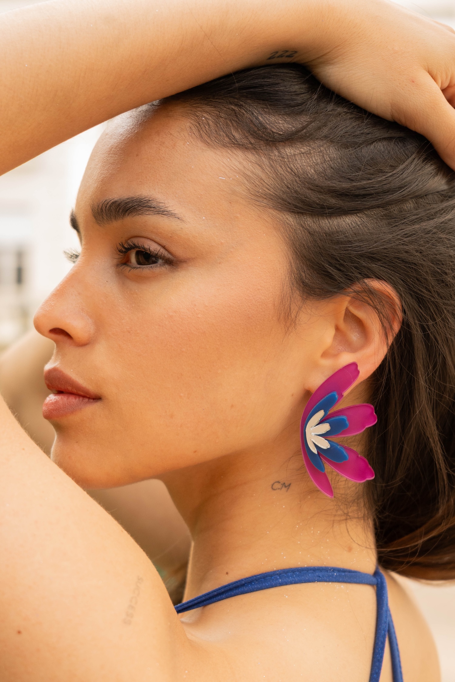 Caravanas flor en tres colores